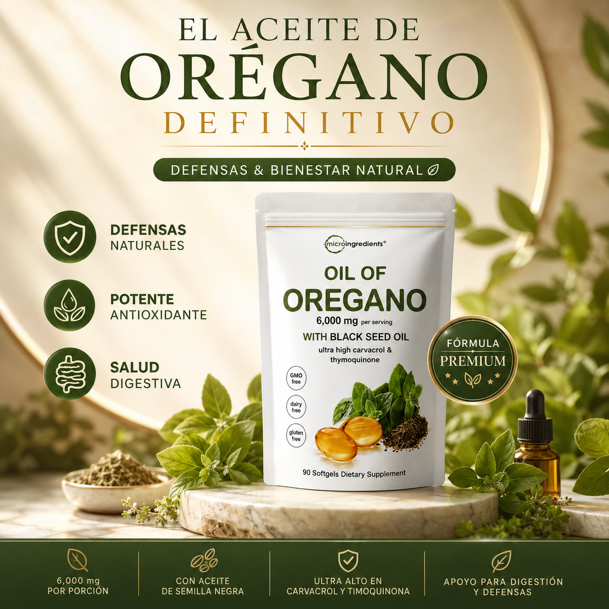 🌿 Aceite de Orégano 6,000 mg con Black Seed Oil