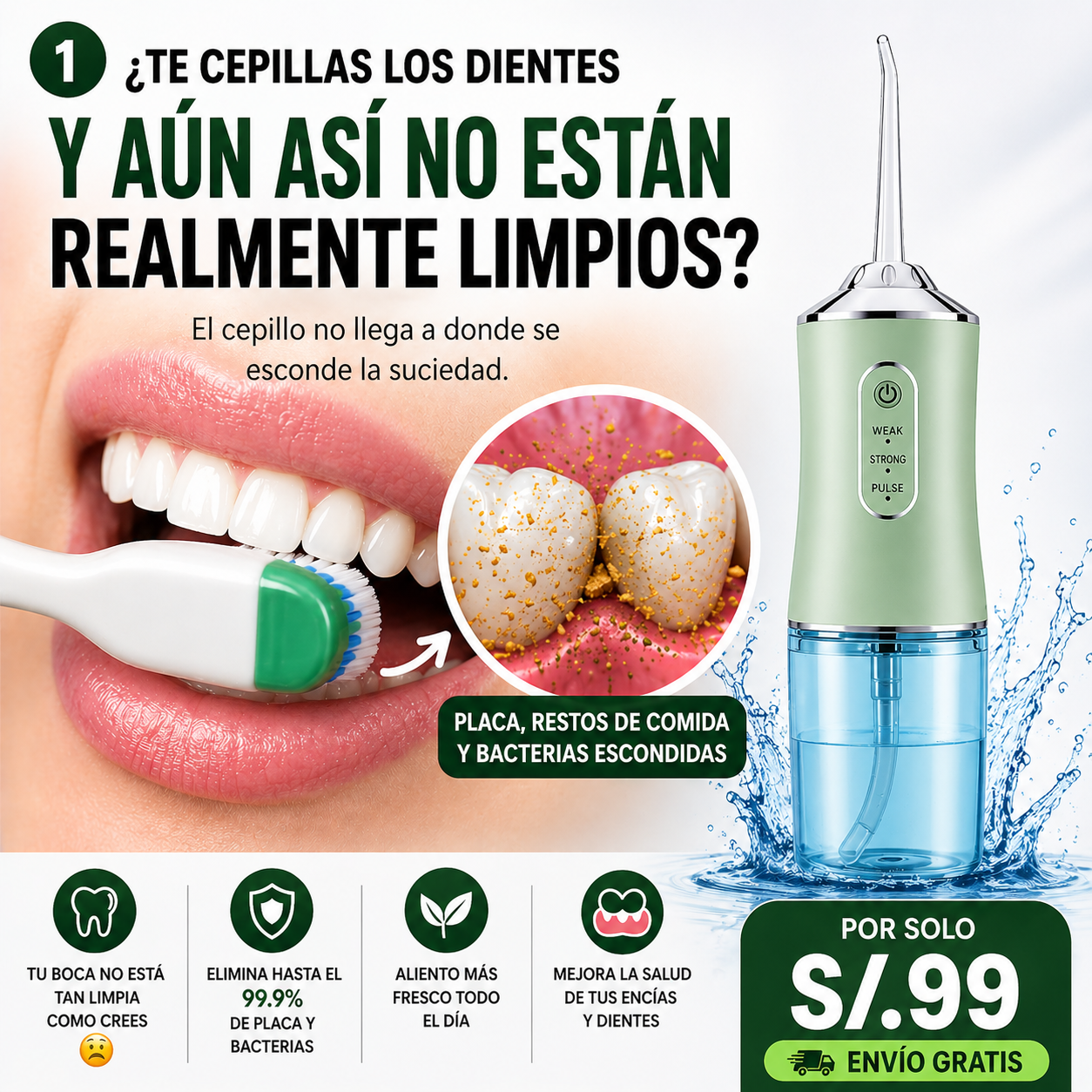 Irrigador Bucal Portátil – Limpieza Profesional en Casa, Todos los Días 🦷✨