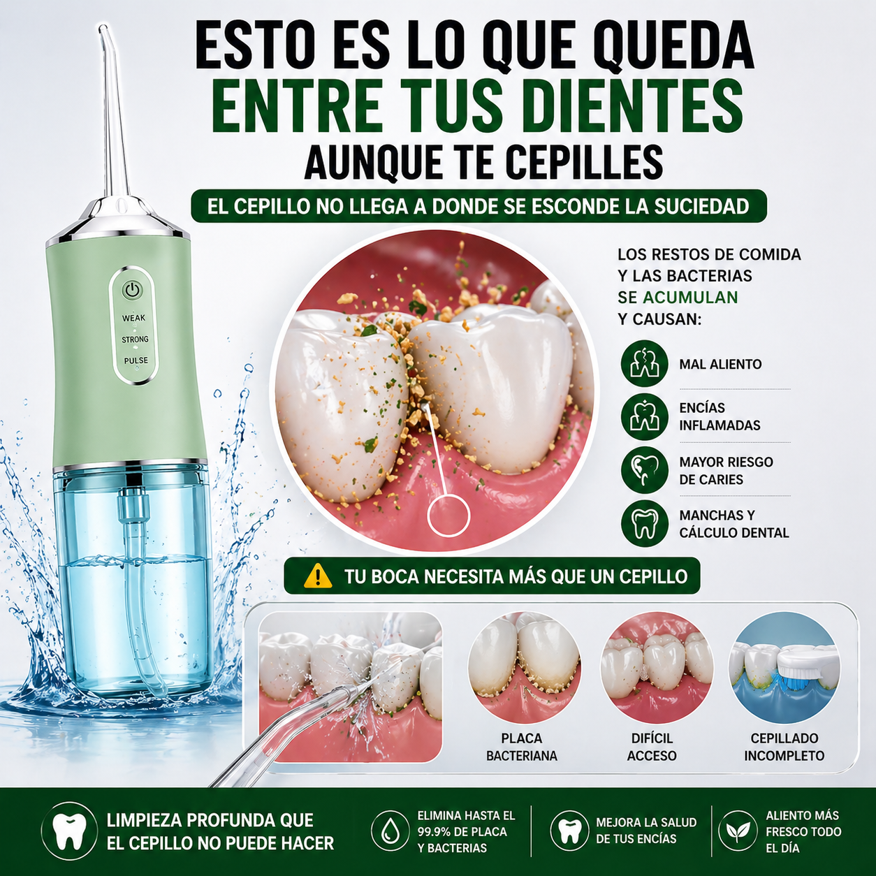 Irrigador Bucal Portátil – Limpieza Profesional en Casa, Todos los Días 🦷✨