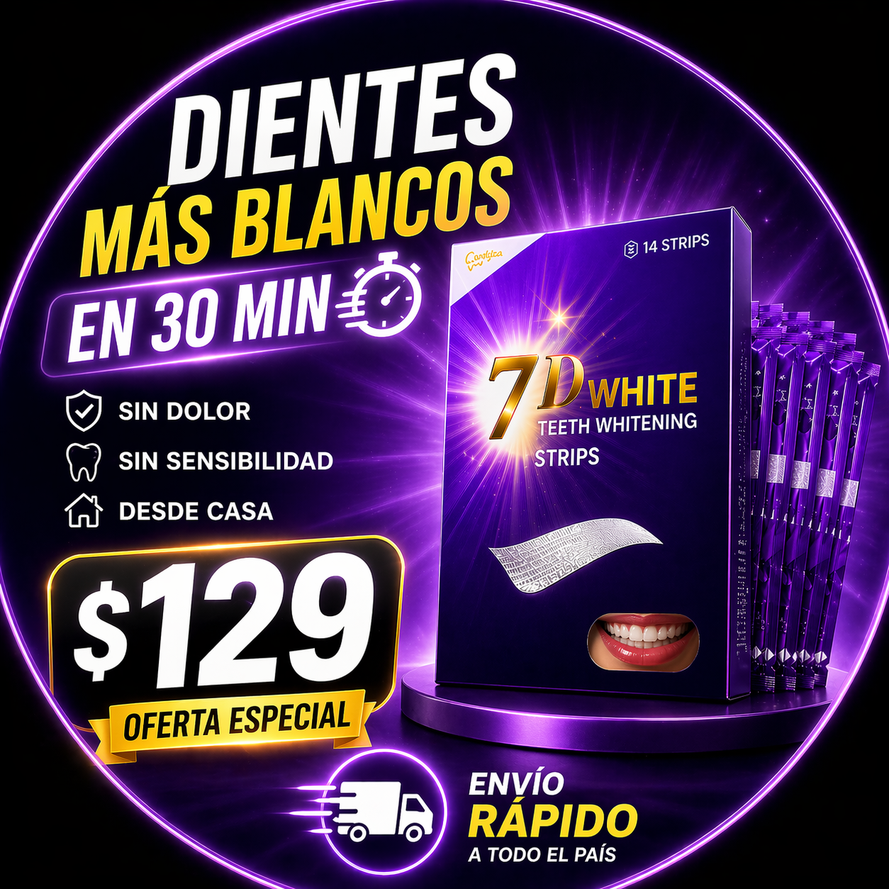 CINTAS BLANQUEADORAS DENTALES 7D WHITE