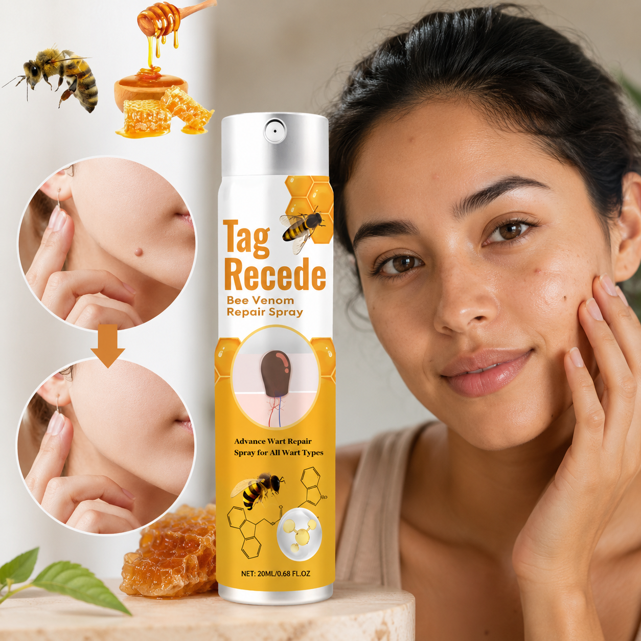 Tag Recede™ – Spray Reparador con Veneno de Abeja para Imperfecciones de la Piel